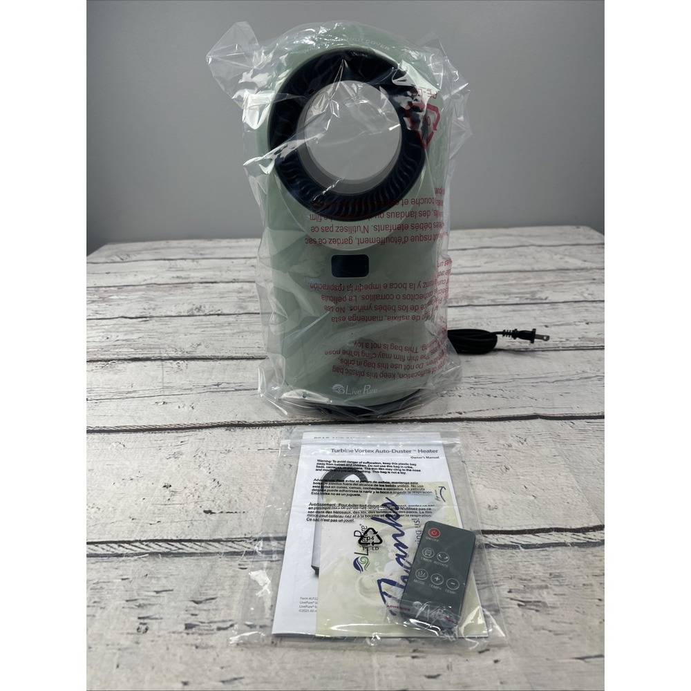 LivePure Turbine Vortex Auto-Duster Heater LP2000HTR-SAGE GREEN- New! NIB